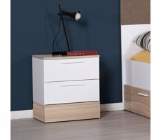 Adore Furniture Nočný stolík 52x45 cm hnedá/biela