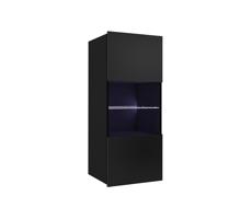 Konsimo Sp. z o.o. Sp. k. Nástenná skrinka s LED osvetlením PAVO 117x45 cm lesklá čierna