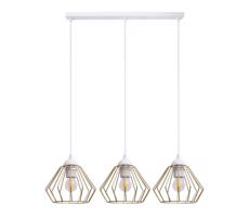 HEXE Luster na lanku CEED GOLD 3xE27/60W/230V biela/zlatá