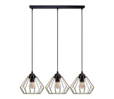 HEXE Luster na lanku CEED GOLD 3xE27/60W/230V čierna/zlatá