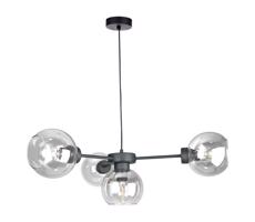 Keter Lighting Luster na lanku KALIOPE 4xE27/60W/230V čierna/číra