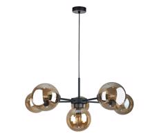 Keter Lighting Luster na lanku KALIOPE II 6xE27/60W/230V čierna/dymová béžová