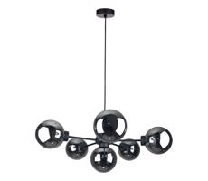 Keter Lighting Luster na lanku KALIOPE II 6xE27/60W/230V čierna/dymová čierna