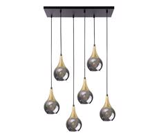 Keter Lighting Luster na lanku LACRIMA SMOKY 6xE27/60W/230V čierna/zlatá/dymová čierna