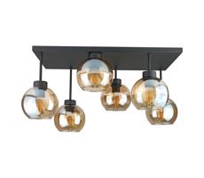Keter Lighting Prisadený luster NESSA 6xE27/60W/230V čierna/dymová béžová