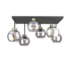Keter Lighting Prisadený luster NESSA 6xE27/60W/230V čierna/zlatá/číra