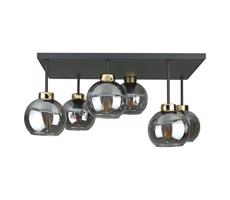 Keter Lighting Prisadený luster NESSA 6xE27/60W/230V čierna/zlatá/dymová čierna
