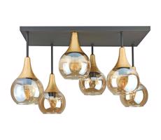 Keter Lighting Prisadený luster SOMA 6xE27/60W/230V čierna/zlatá/dymová béžová