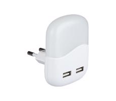 LED Nočné svetlo so senzorom súmraku do zásuvky 2xUSB LED/0,45W/230V 4000K