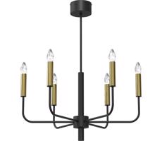 Luster na lanku AKASYA 6xE14/15W/230V čierna/zlatá