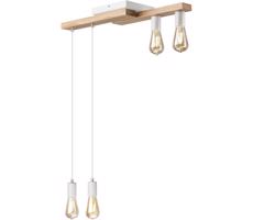 Luster na lanku CORTINA 4xE27/15W/230V biela/dub