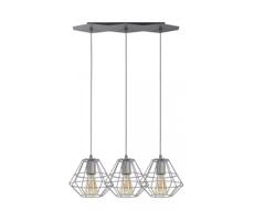 Luster na lanku DIAMOND 3xE27/60W/230V šedá