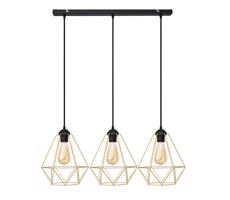 Luster na lanku KARO 3xE27/15W/230V zlatá/čierna