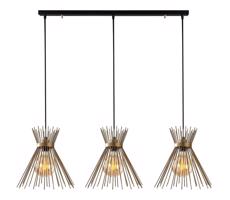Luster na lanku KIRPI 3xE27/40W/230V zlatá