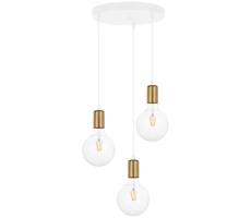 Luster na lanku MIROS 3xE27/60W/230V guľatý biela/zlatá