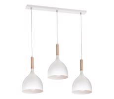 Luster na lanku NOAK WOOD 3xE27/15W/230V biela/buk